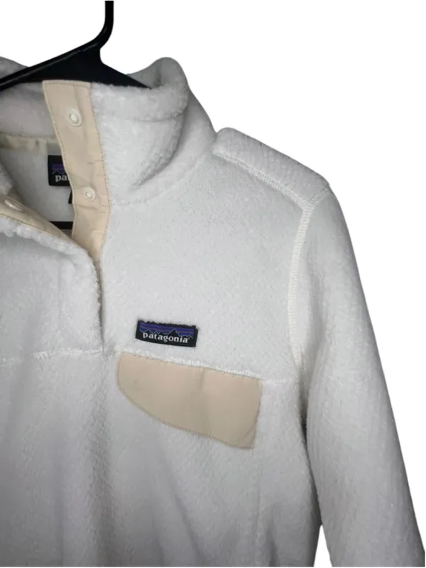 Patagonia Cream Teddy Sherpa Snap-T Pullover Fleece With Kangaroo Pocket - Image 2