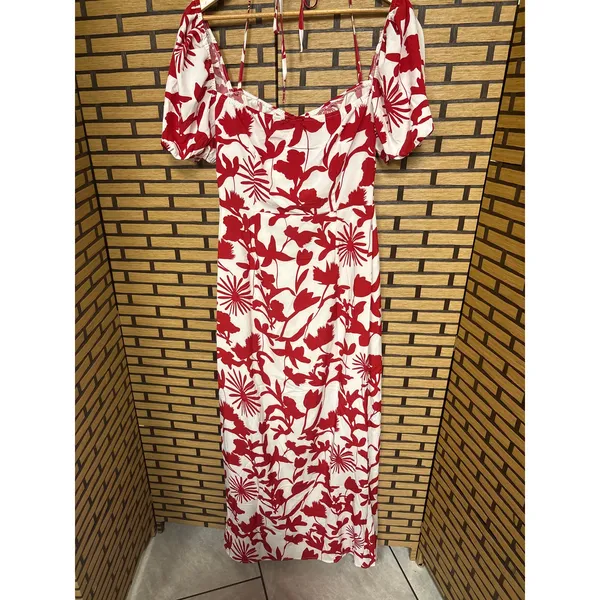 Boohoo White‎ And Red Floral Maxi Dress Size 10 - Image 2