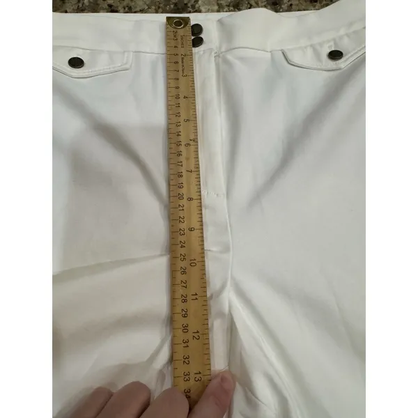 Talbots White Wide Leg Pants Crested Buttons Size 16P Coin Pockets‎ Nautical - Image 7
