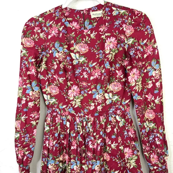 Hearts and Found NWOT Vintage Inspired Floral Cottagecore Long Sleeve Midi Dress - Image 3