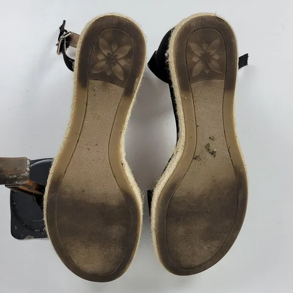 BCBGeneration Addie Women Sandals Size 7.5 Black Ankle Strap Espadrille Platform - Image 12