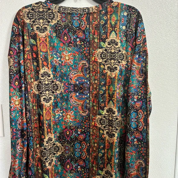 Source Unknown Printed Long-Sleeve Scoop Neck Top Multi Color L - Image 2