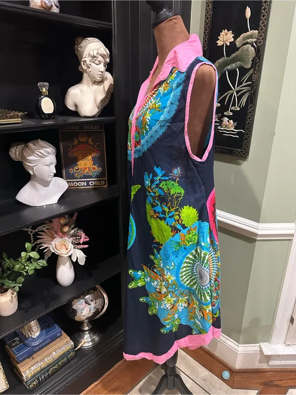 Jackpots Tropical Butterfly Boho Collared Tunic Dress – One Size - Image 6