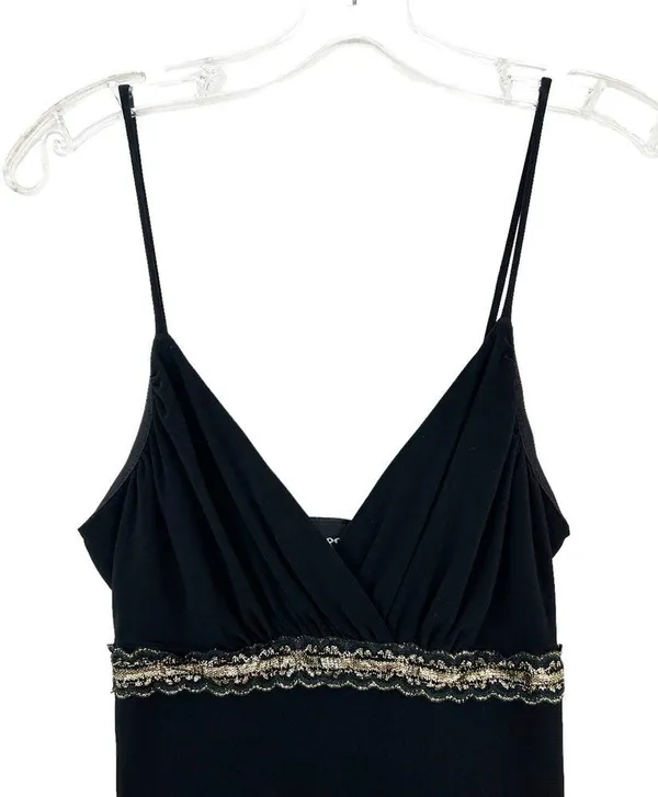 Vintage Y2K Taboo Black Gold Mini Dress Sz M - Image 2