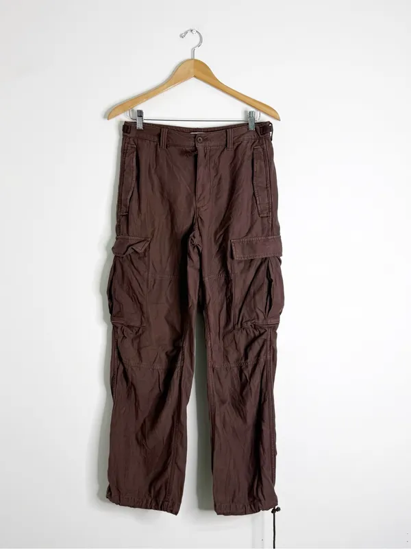 Aritzia Tna Cotton Cargo Pants Brown Utility Parachute Joggers Size 6 - Image 3