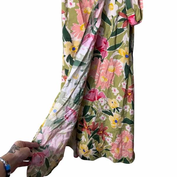 Vici Floral Puff Sleeve Wrap Midi Dress Size Small - Image 5
