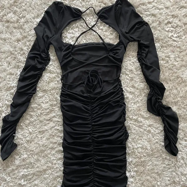 Oh Polly Black Long Sleeve Mini Dress - Image 3