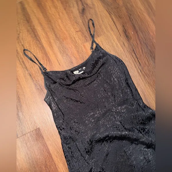 Nwot Anthropologie draped Amelie Black Jacquard slip dress $138 party formal - Image 5