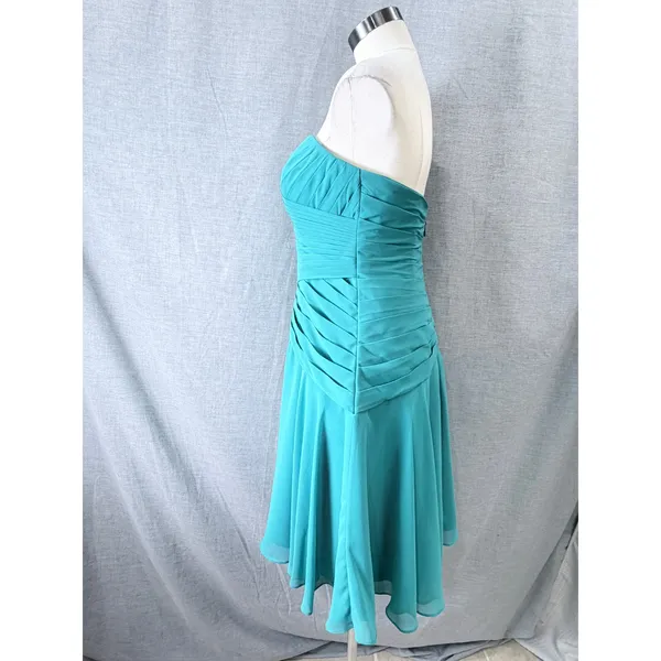 Azazie Teal Strapless Sweetheart Ruched Chiffon Mini Dress Size C‎ - Image 5