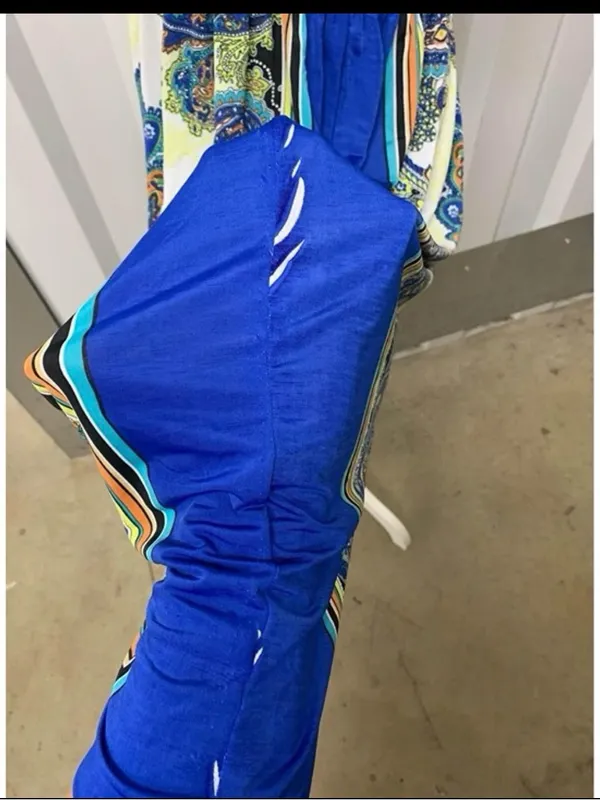 Boho Sundress Summer Vacation Casual Y2K Retro Blue Women's Large - Image 5
