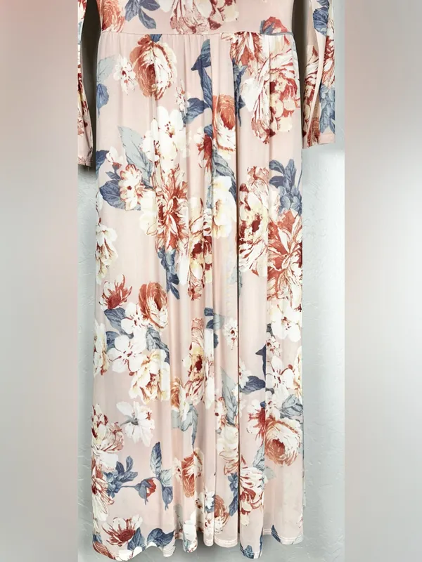 Kate and Lily Floral Mock-Neck Long Sleeve Maxi Dress Blush Pink Size 10 - Image 9