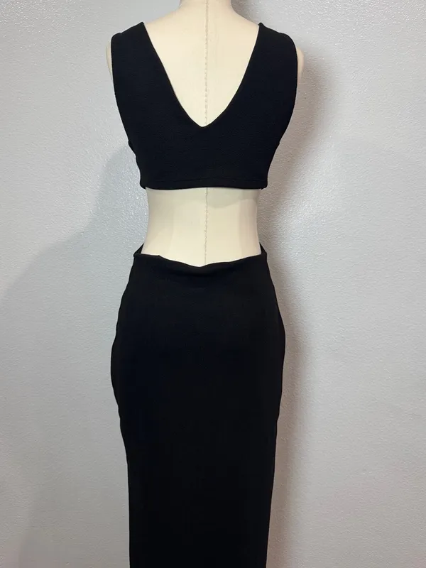 Topshop ribbed Knot front cut black tank dress size 8 - Image 4