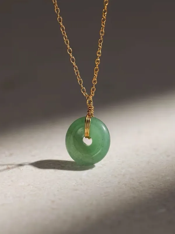 Green Jade Spiral Pendant Necklace - Women Jewelry - Image 7