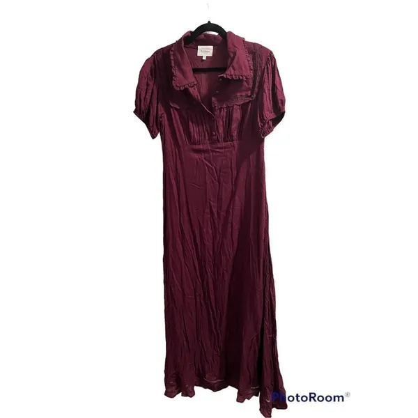 Bohme ✨Maroon Polka Dot Collared Maxi Dress✨ - Image 6