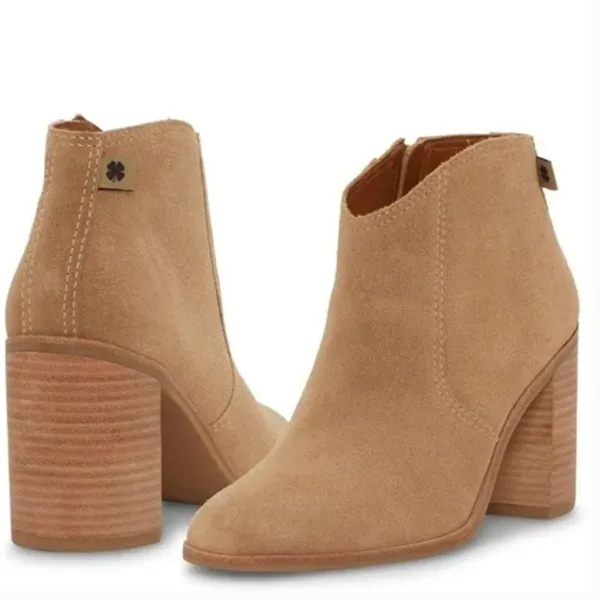 NEW $139 Lucky Brand Women's Pellyon Cortado Tan Suede Ankle Boots 9.5 Leather - Image 3