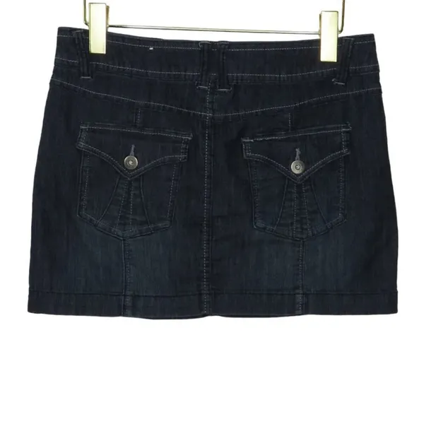 2000s Y2K Jean Mini Skirt Dark Wash Denim Micro Mini Skirt Size 5 Small - Image 4