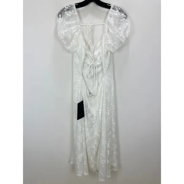 Lulus Blossoming with Charm White Embroidered Tie-Back Midi Dress XL NWT - Image 10