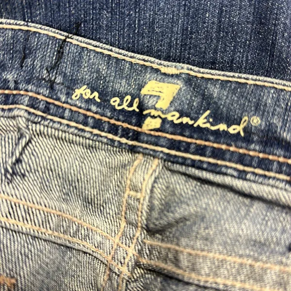 7 for all Mankind Justine Bootcut with Laced Ribbon Accent Pockets Blue Jeans 27 - Image 6