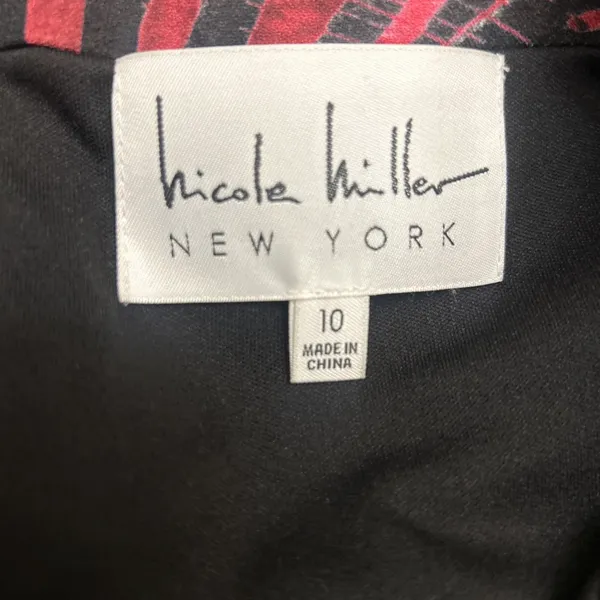 NICOLE MILLER New York NWT‎ $128 Abstract Art Print Cold Shoulder Dress Size 10 - Image 5