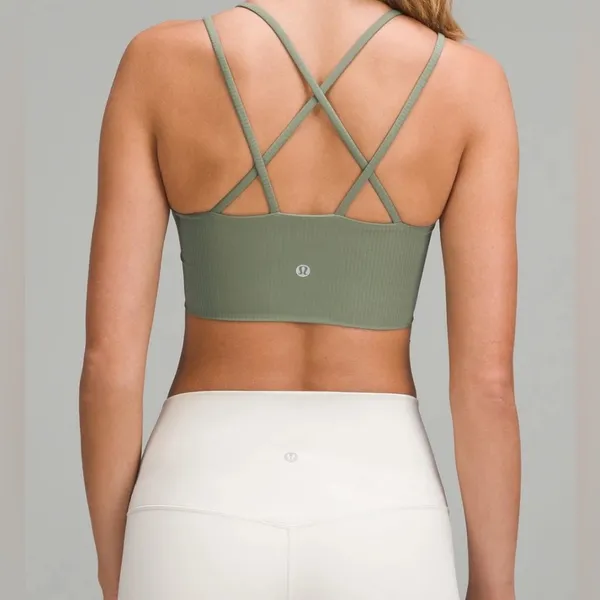 NWT Lululemon Like a Cloud Longline Bra B/C Ribbed in Grey Eucalyptus - Image 2