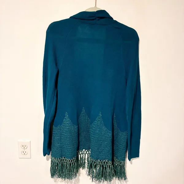 Lilly Pulitzer Green Tatum Fringe Open‎ Front Cardigan Sweater Size XL - Image 5