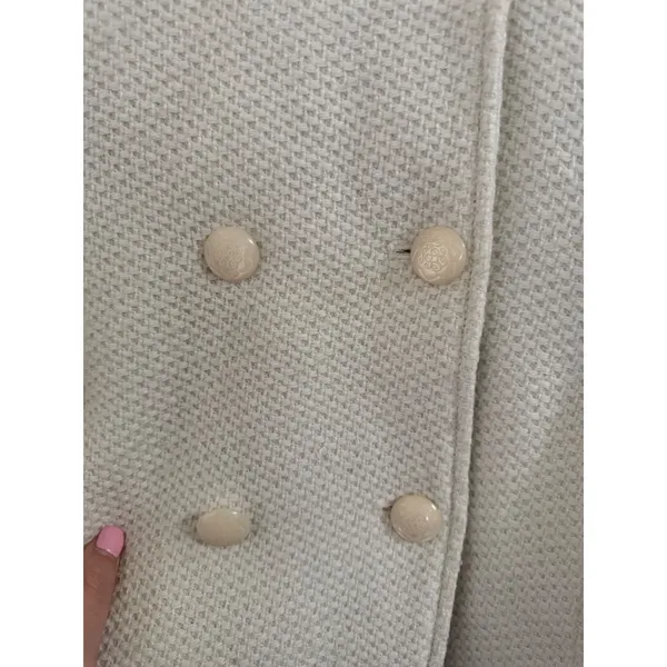 Jessica Simpson Ivory Wool Blend Double Breasted Pea Coat Large Statement Collar - Image 4