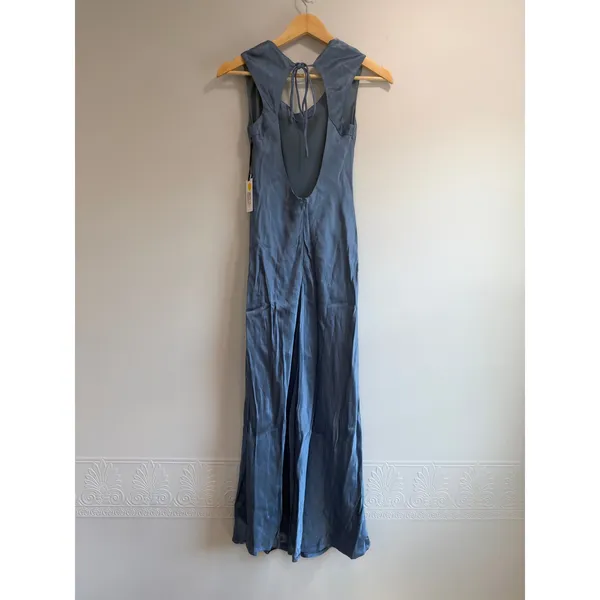 ASTR The Label Makenna Satin Slip Blue Elegant Minimalist Tie Back Midi NWT S - Image 6