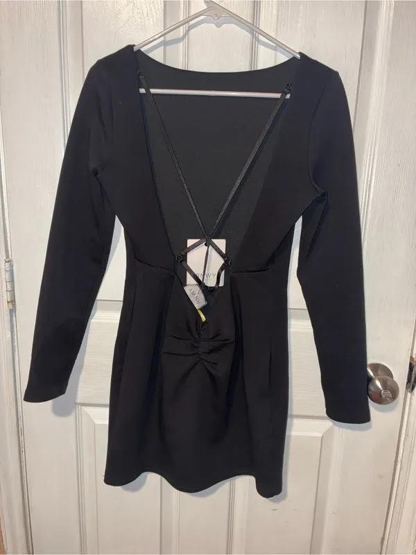 Thea mini dress Black RunAway The Label Long-Sleeve Open-Back Crisscross Straps - Image 3