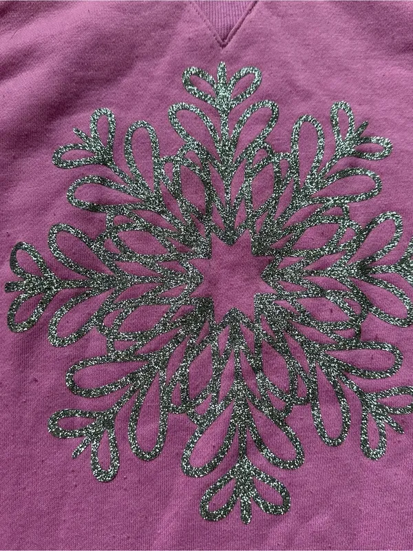 Old Navy Lavender Crewneck Sweatshirt with Silver Glitter Snowflake - Image 3