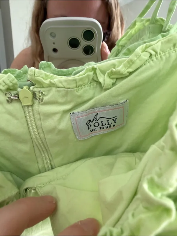 Oh Polly sunshine retreat strappy corset mini dress lime green size 6 - Image 5