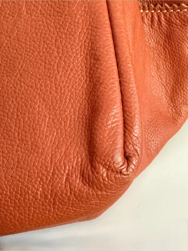 Crate & Barrel Pebbled Leather Tote Bag Orange Slouchy 2016 Limited Release - Image 9