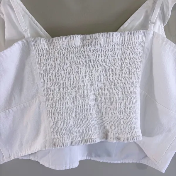 A New Day White Ruffle Cottagecore Romantic Crop Top XL Cotton‎ Rayon V-Neck - Image 10