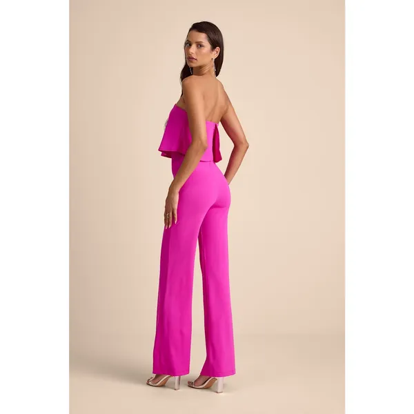 NWT Lulus Power of Love Magenta Strapless Jumpsuit Barbiecore Romantic Size M - Image 4