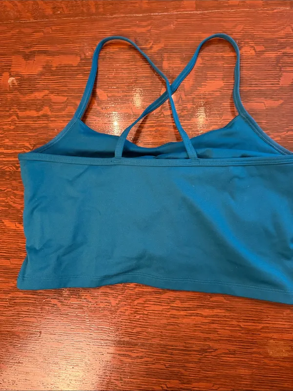 girlfriend collective Twist-Front Strappy Bralette - Teal Blue Medium - Image 3