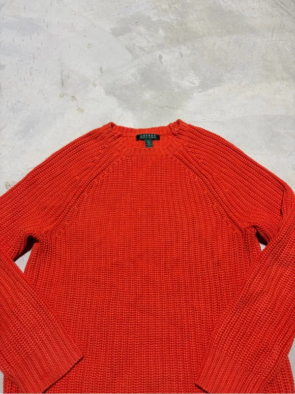 Lauren ralph lauren orange Crewneck Sweater cotton medium - Image 2