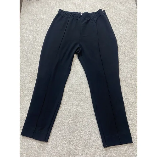 Anthropologie Dress Pants Black Knit Straight Leg Stretch Pull-On Women's XL 26" - Image 2