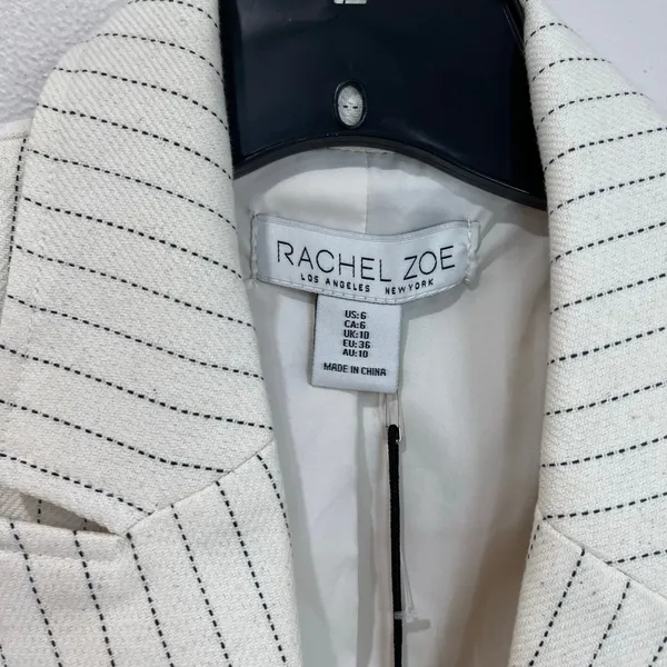 Rachel Zoe Striped Cropped Blazer Size 6‎ Ivory Pinstripe NWT Preppy Chic - Image 6