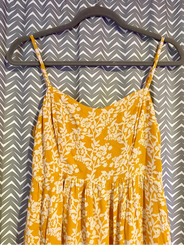 NWT Lulus | Catching Sunrays Mustard Yellow Floral Print Midi Dress, Small - Image 5