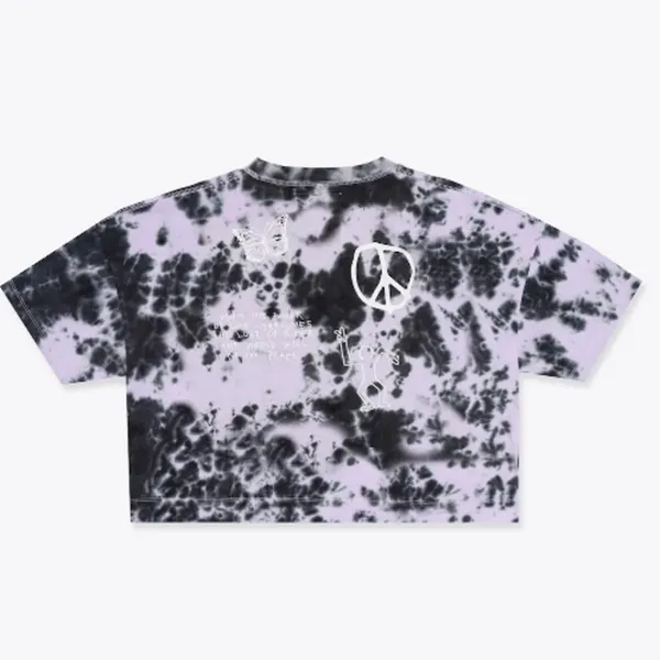 CHNGE Tie Dye Love Peace Crop Tee in Purple, Size S​​​​​​​ - Image 2