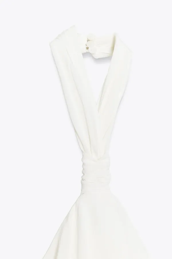 Zara Elegent Cream Halter-Tiered Women's Ruffeled Bohemian Mini Dress - Image 10