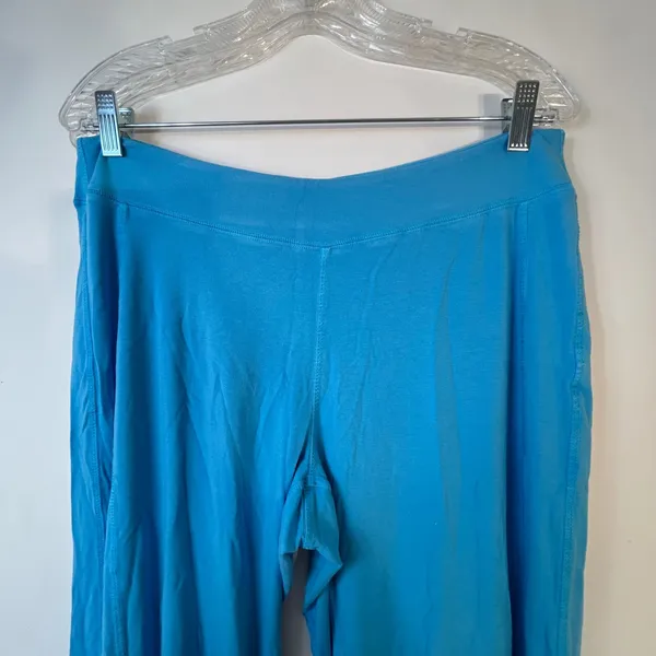 Fresh‎ Produce Mary Ellen ME Blue Wide Leg Lounge Pants Large Rayon Lycra USA - Image 3
