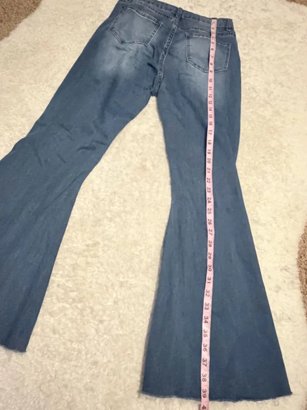 Distressed rhinestone-Embellished Flare Bell Bottom Jeans size 28 - Image 5