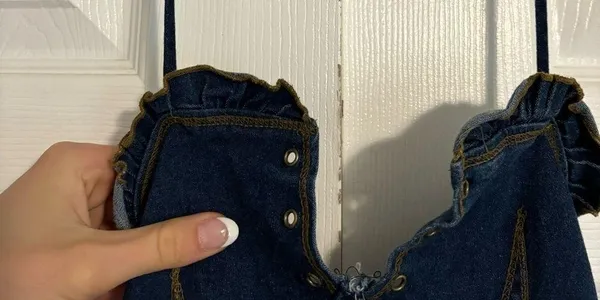 Vintage Dark Wash Denim Mini Dress - Image 4