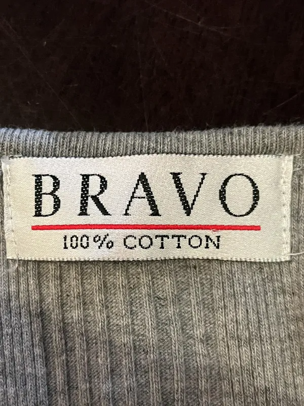 Bravo Tank Top Womens Medium Gray Ribbed Cropped 100% Cotton Shirt Casual - Image 5