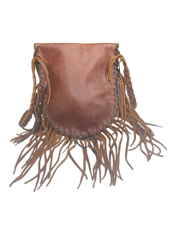 Vintage: OOAK Handmade ☀︎︎ Fringe Whipstitiched Medicine Bag ☀︎︎ Brown Leather - Image 12