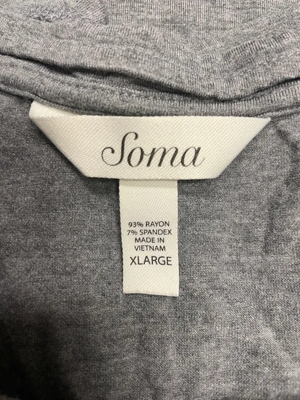 Soma Pajama Set long pants short sleeve tshirt top size XL gray black - Image 3