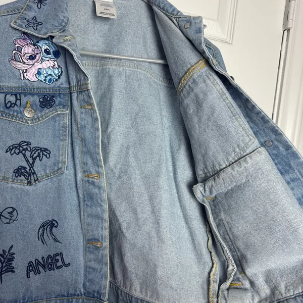 Disney Blue‎ Jean Jacket with Embroidered Designs - Image 11