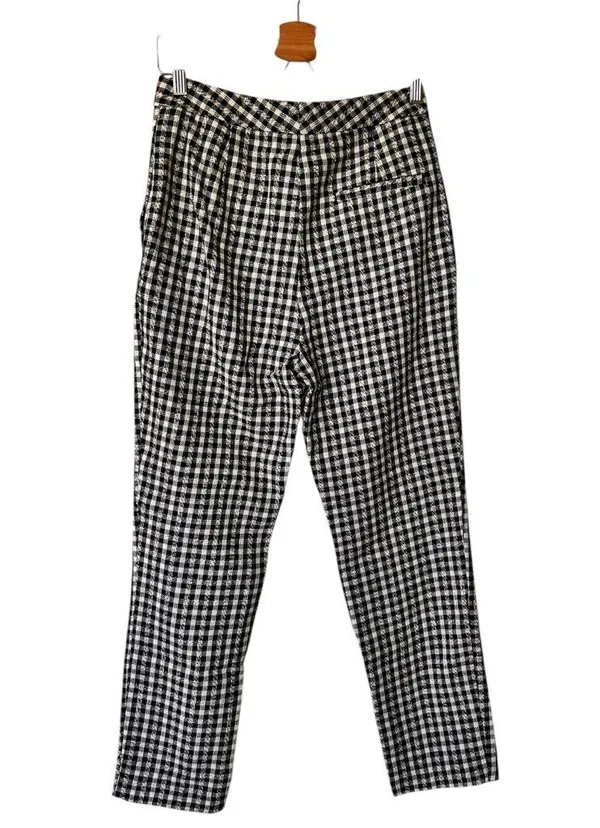 NWT ZARA Gingham straight leg Black and White Checkered Pants M - Image 4