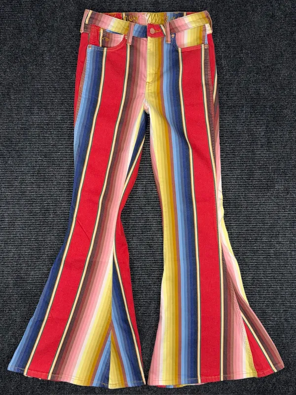 Free People Wrangler x Lainey Wilson Rodeo Ben Stripe Flare Jean 27 x 33 Western - Image 2