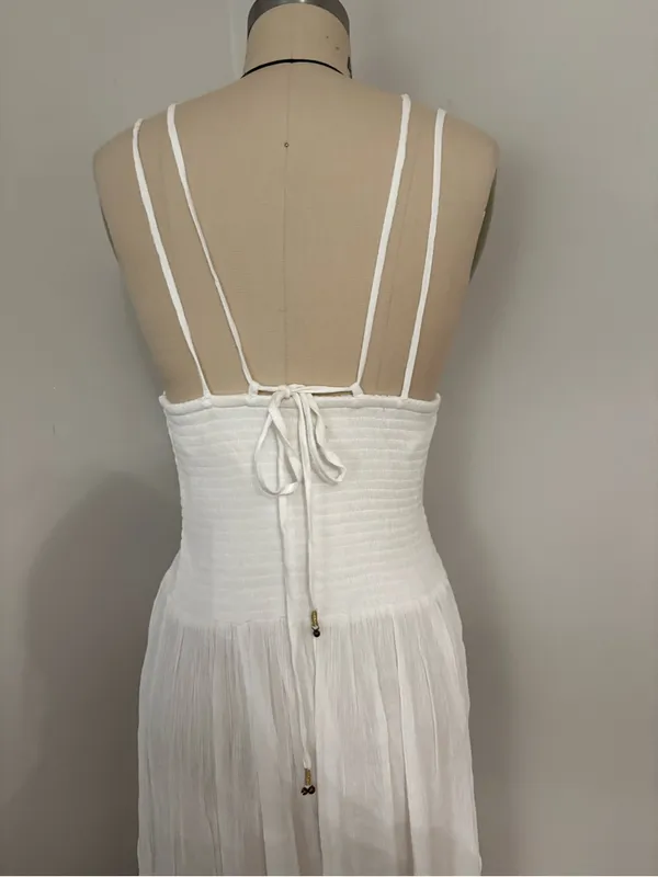 Free People Ivory Gauzy Maxi Dress Size Small - Image 10